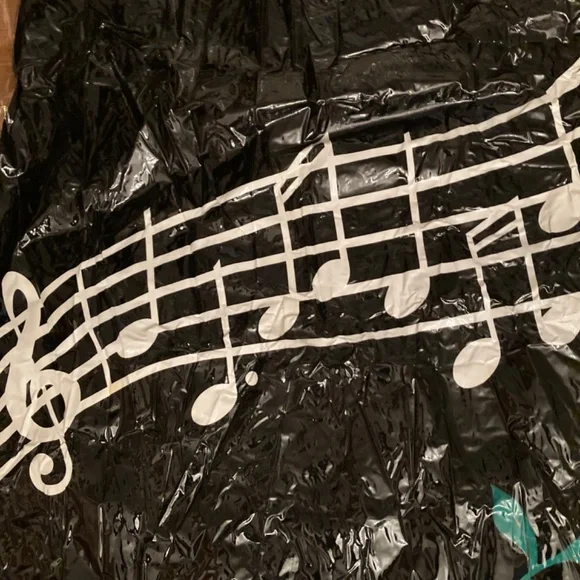 Shower Curtain Music Notes Piano Keys Roses Plastic with Set of White Hooks VGUC - Picture 5 of 8